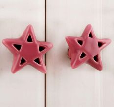 Pink Star Ceramic Knob